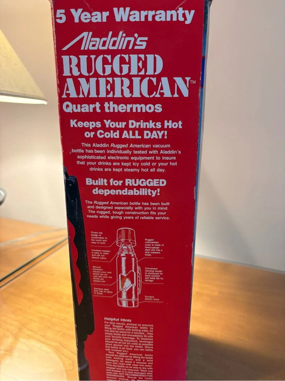 Aladdin Rugged American Steel Vacuum Thermos - Gray/Black 1 quart New